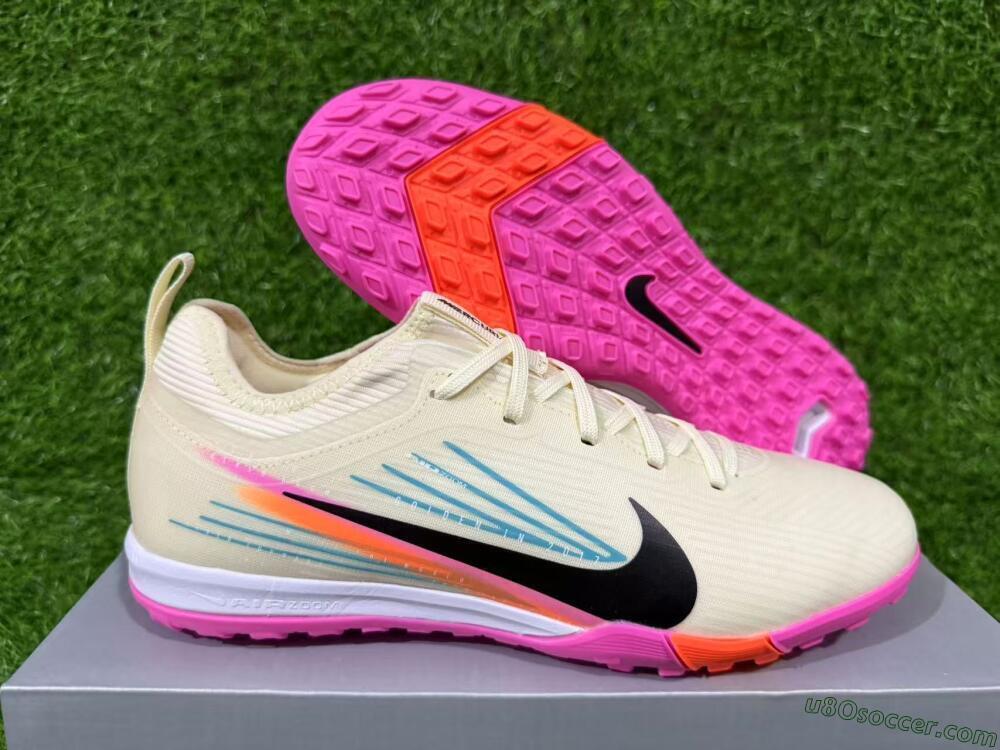 Nike Air Zoom Mercurial Vapor 16 Pro TF Artificial Turf Soccer Shoes - Beige/Neon Pink/Luminous Orange