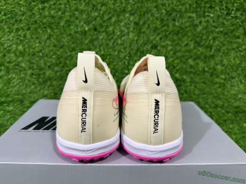 Nike Air Zoom Mercurial Vapor 16 Pro TF Artificial Turf Soccer Shoes - Beige/Neon Pink/Luminous Orange
