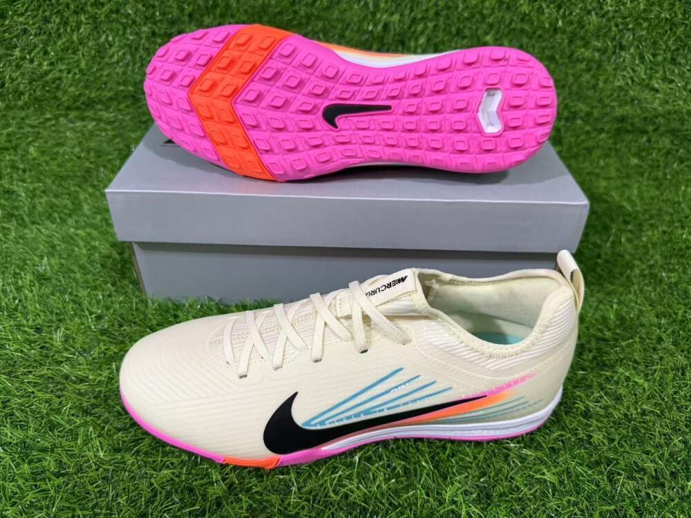 Nike Air Zoom Mercurial Vapor 16 Pro TF Artificial Turf Soccer Shoes - Beige/Neon Pink/Luminous Orange