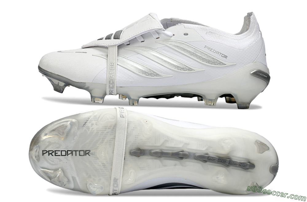 Adidas Predator 26 Elite Fold-Over Tongue FG Firm Ground Soccer Cleats - White/Silver Shadow/White Gloss 0