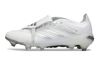 Adidas Predator 26 Elite Fold-Over Tongue FG Firm Ground Soccer Cleats - White/Silver Shadow/White Gloss