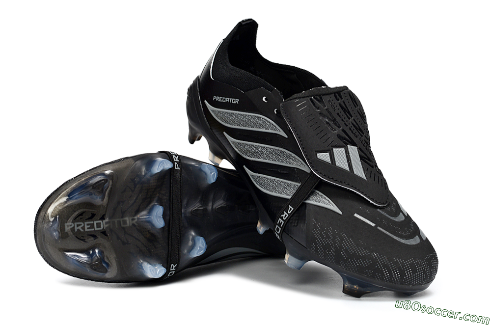 Adidas Predator 26 Elite Fold-Over Tongue FG Firm Ground Soccer Cleats - Black/Graphite Gray/Metallic Silver 4