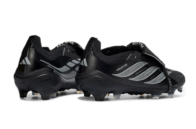 Adidas Predator 26 Elite Fold-Over Tongue FG Firm Ground Soccer Cleats - Black/Graphite Gray/Metallic Silver