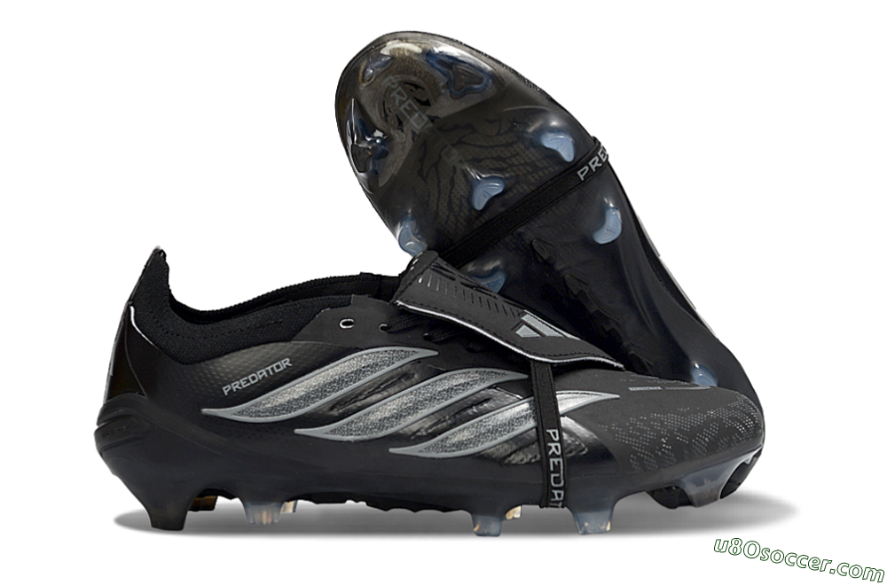 Adidas Predator 26 Elite Fold-Over Tongue FG Firm Ground Soccer Cleats - Black/Graphite Gray/Metallic Silver 1