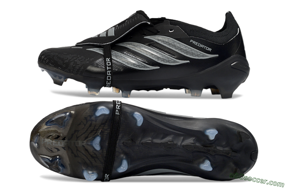 Adidas Predator 26 Elite Fold-Over Tongue FG Firm Ground Soccer Cleats - Black/Graphite Gray/Metallic Silver 0