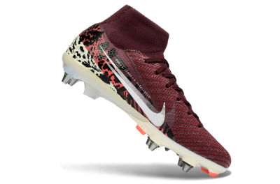 Nike Air Zoom Mercurial Superfly 10 Elite SG Soft Ground Soccer Cleats - Red/Dark Berry/Metallic Silver