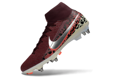 Nike Air Zoom Mercurial Superfly 10 Elite SG Soft Ground Soccer Cleats - Red/Dark Berry/Metallic Silver