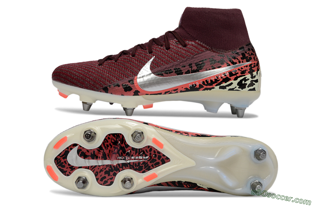 Nike Air Zoom Mercurial Superfly 10 Elite SG Soft Ground Soccer Cleats - Red/Dark Berry/Metallic Silver 0