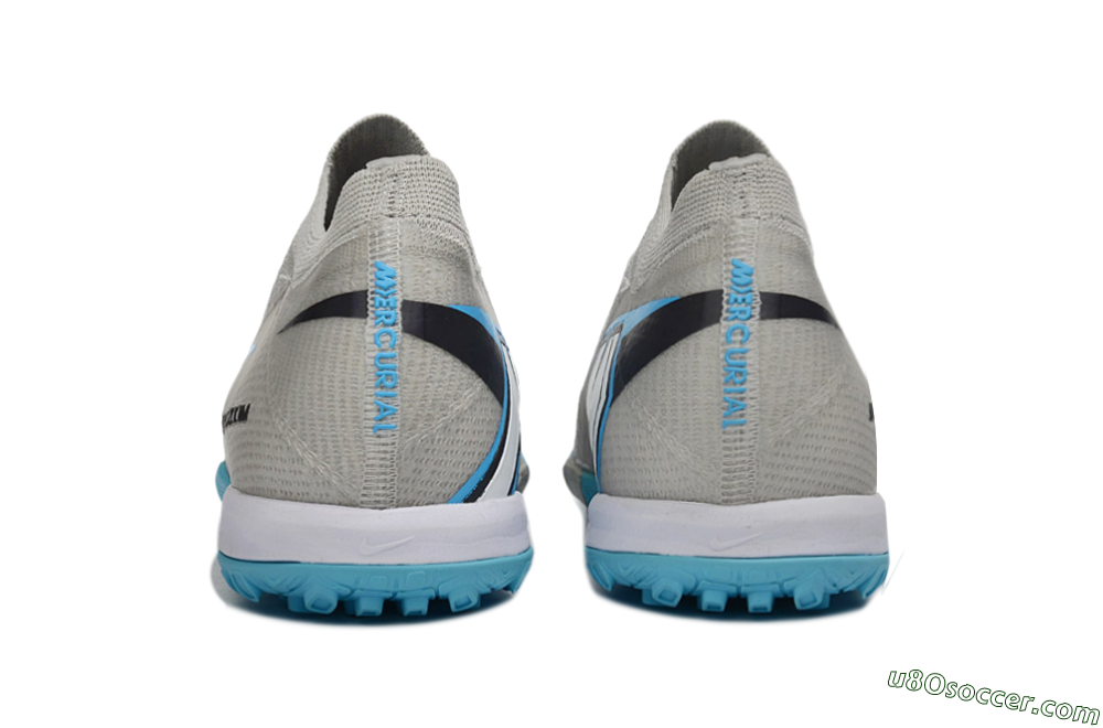 Nike Air Zoom Mercurial Vapor 16 Elite TF Artificial Turf Soccer Shoes - Gray/Sky Blue/Sea Foam 5