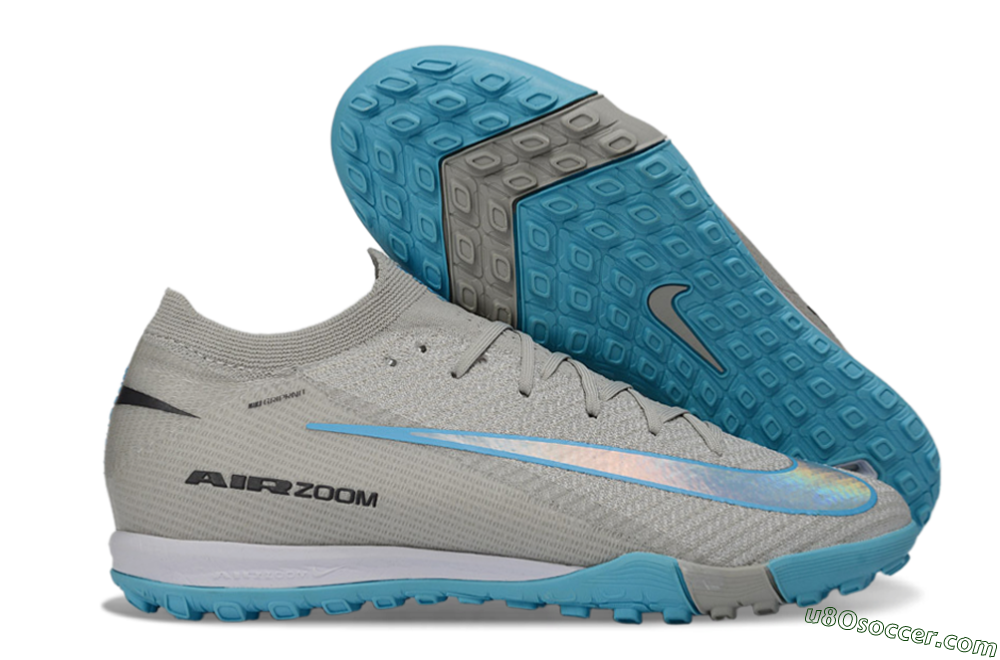 Nike Air Zoom Mercurial Vapor 16 Elite TF Artificial Turf Soccer Shoes - Gray/Sky Blue/Sea Foam 1