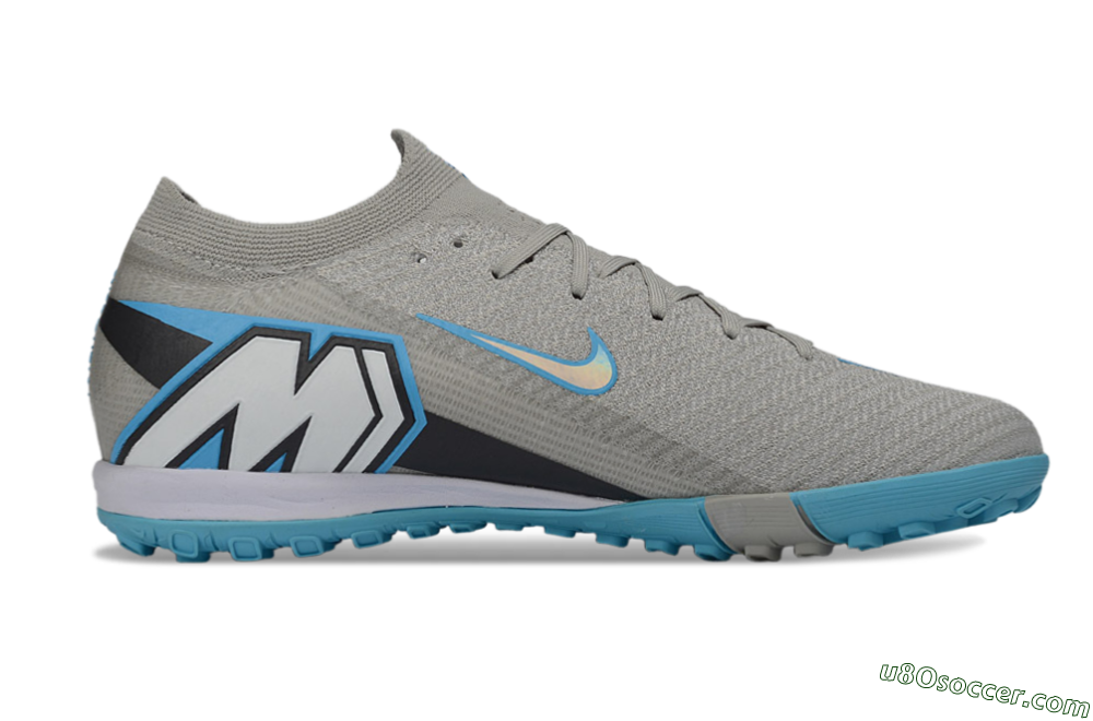 Nike Air Zoom Mercurial Vapor 16 Elite TF Artificial Turf Soccer Shoes - Gray/Sky Blue/Sea Foam 7