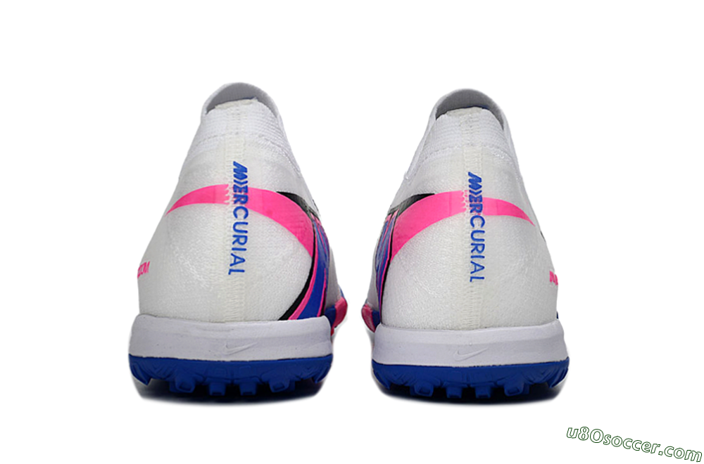 Nike Air Zoom Mercurial Vapor 16 Elite TF Artificial Turf Soccer Shoes - White/Electric Blue/Pink Flash 5