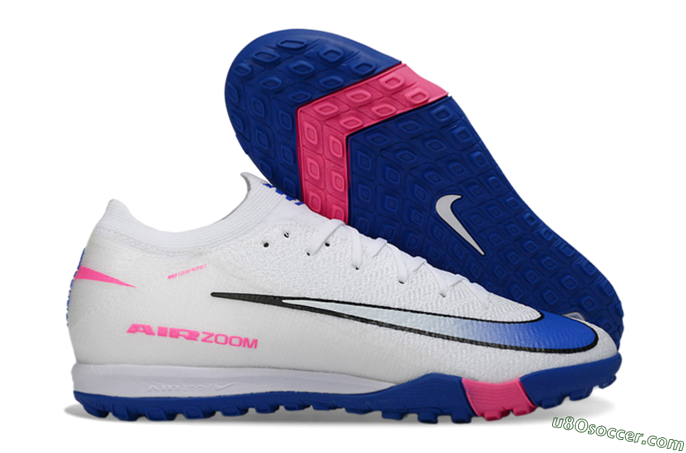 Nike Air Zoom Mercurial Vapor 16 Elite TF Artificial Turf Soccer Shoes - White/Electric Blue/Pink Flash 1