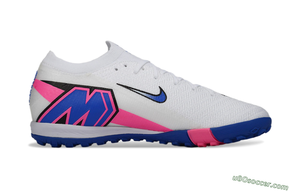 Nike Air Zoom Mercurial Vapor 16 Elite TF Artificial Turf Soccer Shoes - White/Electric Blue/Pink Flash 7