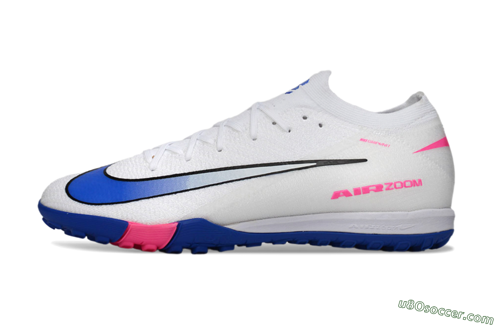 Nike Air Zoom Mercurial Vapor 16 Elite TF Artificial Turf Soccer Shoes - White/Electric Blue/Pink Flash 2