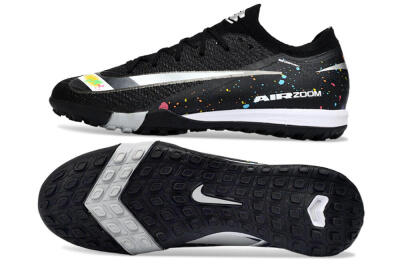 Nike Air Zoom Mercurial Vapor 16 Elite TF Artificial Turf Soccer Shoes - Black/Rainbow Splash/Sleek White