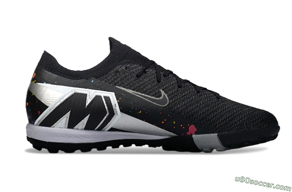 Nike Air Zoom Mercurial Vapor 16 Elite TF Artificial Turf Soccer Shoes - Black/Rainbow Splash/Sleek White 7