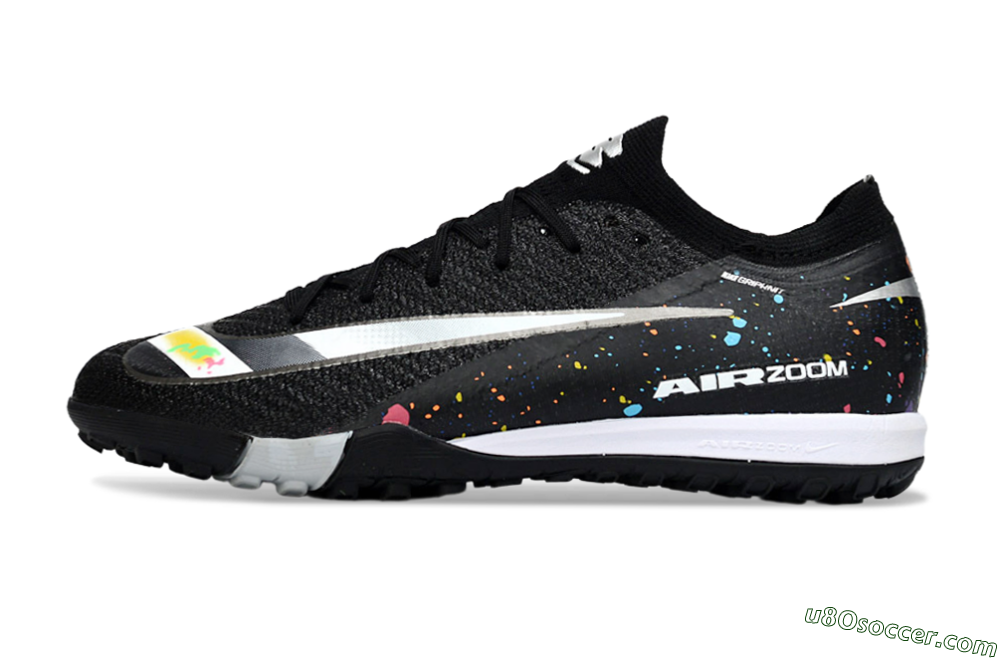 Nike Air Zoom Mercurial Vapor 16 Elite TF Artificial Turf Soccer Shoes - Black/Rainbow Splash/Sleek White 2