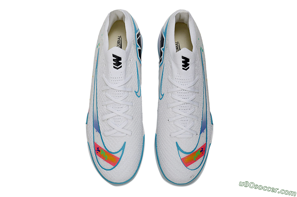 Nike Air Zoom Mercurial Vapor 16 Elite TF Artificial Turf Soccer Shoes - White/Crystal Blue/Splattered Pastel 4