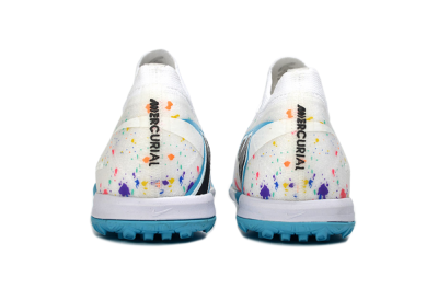 Nike Air Zoom Mercurial Vapor 16 Elite TF Artificial Turf Soccer Shoes - White/Crystal Blue/Splattered Pastel