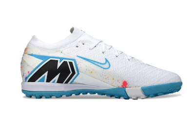Nike Air Zoom Mercurial Vapor 16 Elite TF Artificial Turf Soccer Shoes - White/Crystal Blue/Splattered Pastel