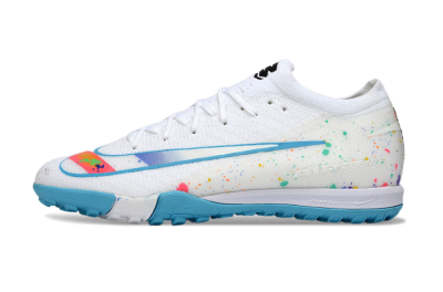 Nike Air Zoom Mercurial Vapor 16 Elite TF Artificial Turf Soccer Shoes - White/Crystal Blue/Splattered Pastel
