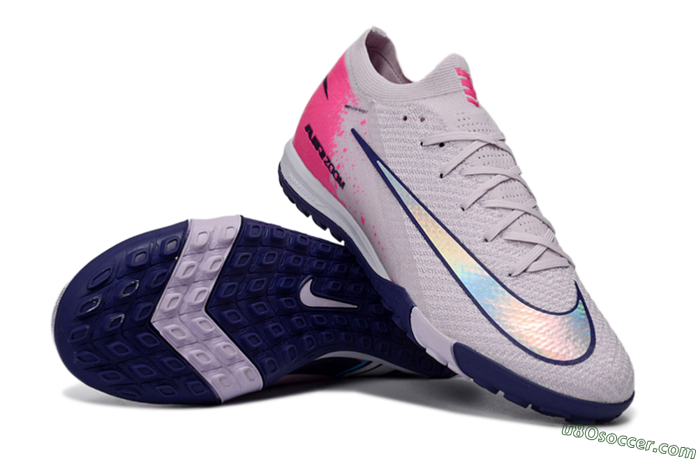Nike Air Zoom Mercurial Vapor 16 Elite TF Artificial Turf Soccer Shoes - Lilac/Bright Pink/Dark Blue 3