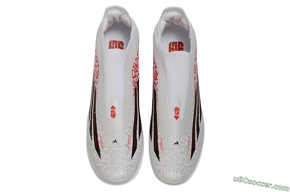 Adidas F50+ Elite Lightstrike Pro Laceless FG Firm Ground Soccer Cleats - White/Crimson Red/Black 4