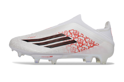 Adidas F50+ Elite Lightstrike Pro Laceless FG Firm Ground Soccer Cleats - White/Crimson Red/Black