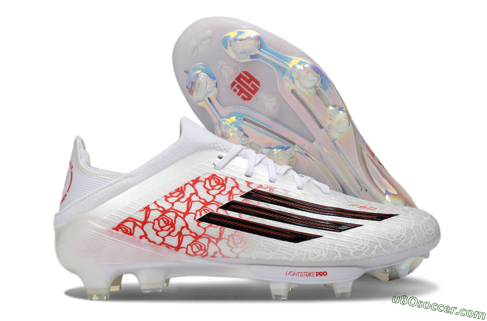 Adidas F50 Elite Lightstrike Pro FG Firm Ground Soccer Cleats - White/Crimson Red/Black 1
