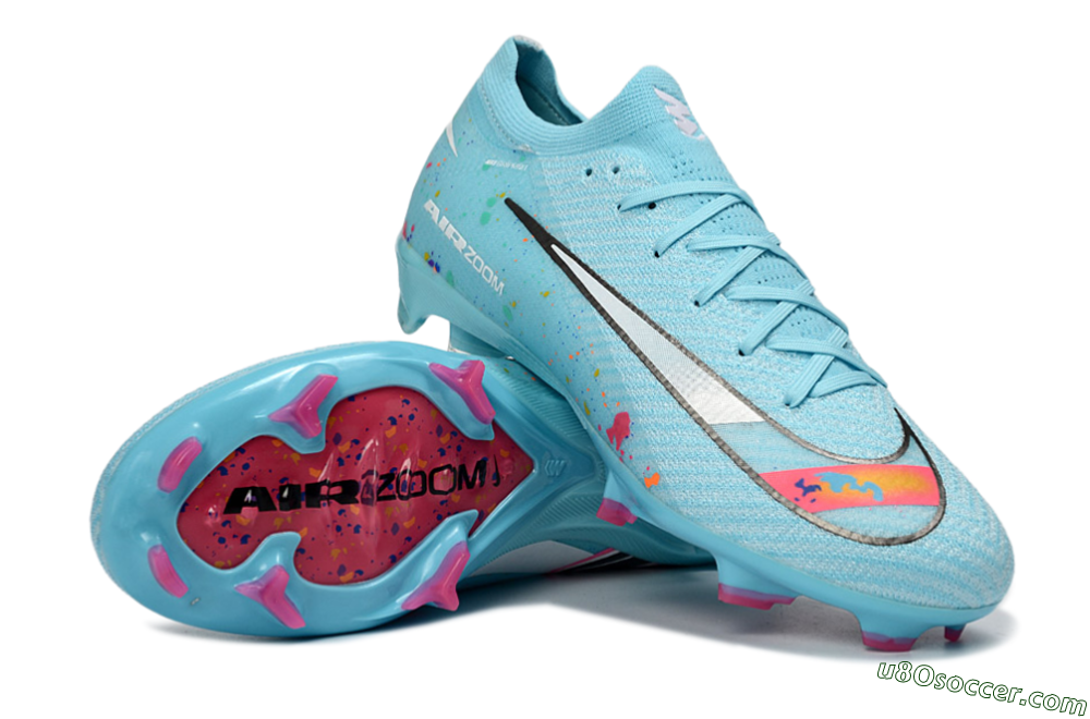 Nike Air Zoom Mercurial Vapor 16 Elite FG Firm Ground Soccer Cleats - Aqua/Coral Pink/Splash Yellow 3
