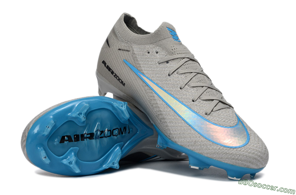 Nike Air Zoom Mercurial Vapor 16 Elite FG Firm Ground Soccer Cleats - Gray/Sky Blue/Light Gray 3