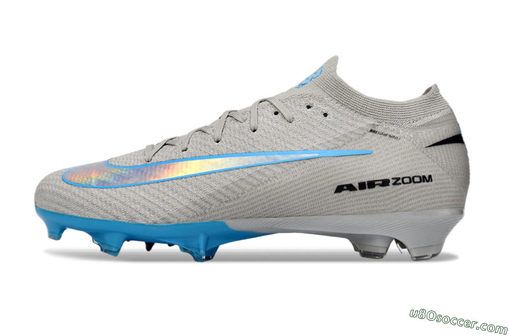 Nike Air Zoom Mercurial Vapor 16 Elite FG Firm Ground Soccer Cleats - Gray/Sky Blue/Light Gray 2