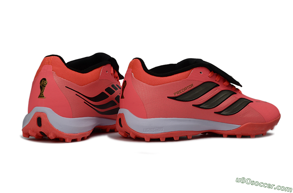 Adidas Predator 26 Elite Fold-Over Tongue TF Artificial Turf Soccer Shoes - Pink/Coral Blaze/Metallic Silver 6
