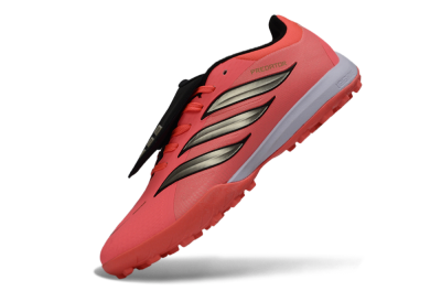 Adidas Predator 26 Elite Fold-Over Tongue TF Artificial Turf Soccer Shoes - Pink/Coral Blaze/Metallic Silver