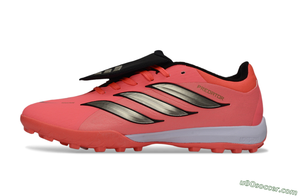 Adidas Predator 26 Elite Fold-Over Tongue TF Artificial Turf Soccer Shoes - Pink/Coral Blaze/Metallic Silver 2