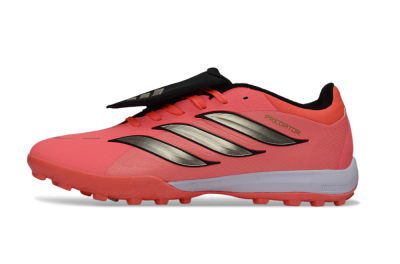 Adidas Predator 26 Elite Fold-Over Tongue TF Artificial Turf Soccer Shoes - Pink/Coral Blaze/Metallic Silver