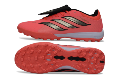 Adidas Predator 26 Elite Fold-Over Tongue TF Artificial Turf Soccer Shoes - Pink/Coral Blaze/Metallic Silver