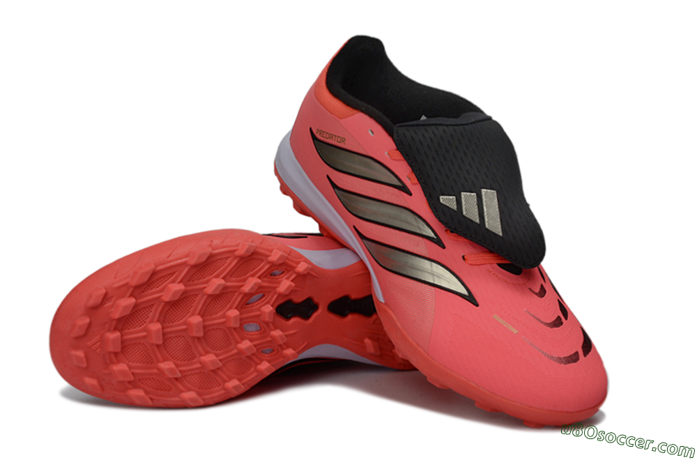 Adidas Predator 26 Elite Fold-Over Tongue TF Artificial Turf Soccer Shoes - Pink/Coral Blaze/Metallic Silver 3