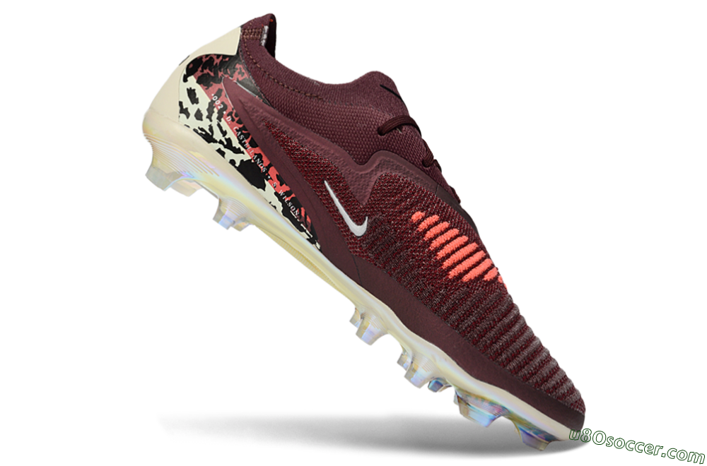 Nike Phantom 6 Elite Low FG Firm Ground Soccer Cleats - Burgundy/Crimson Red/Black 4