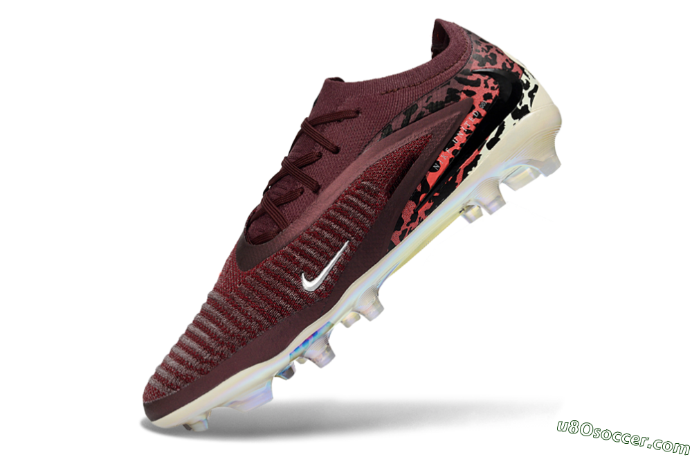 Nike Phantom 6 Elite Low FG Firm Ground Soccer Cleats - Burgundy/Crimson Red/Black 5