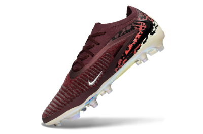 Nike Phantom 6 Elite Low FG Firm Ground Soccer Cleats - Burgundy/Crimson Red/Black