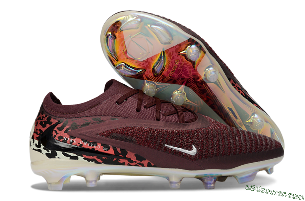 Nike Phantom 6 Elite Low FG Firm Ground Soccer Cleats - Burgundy/Crimson Red/Black 1