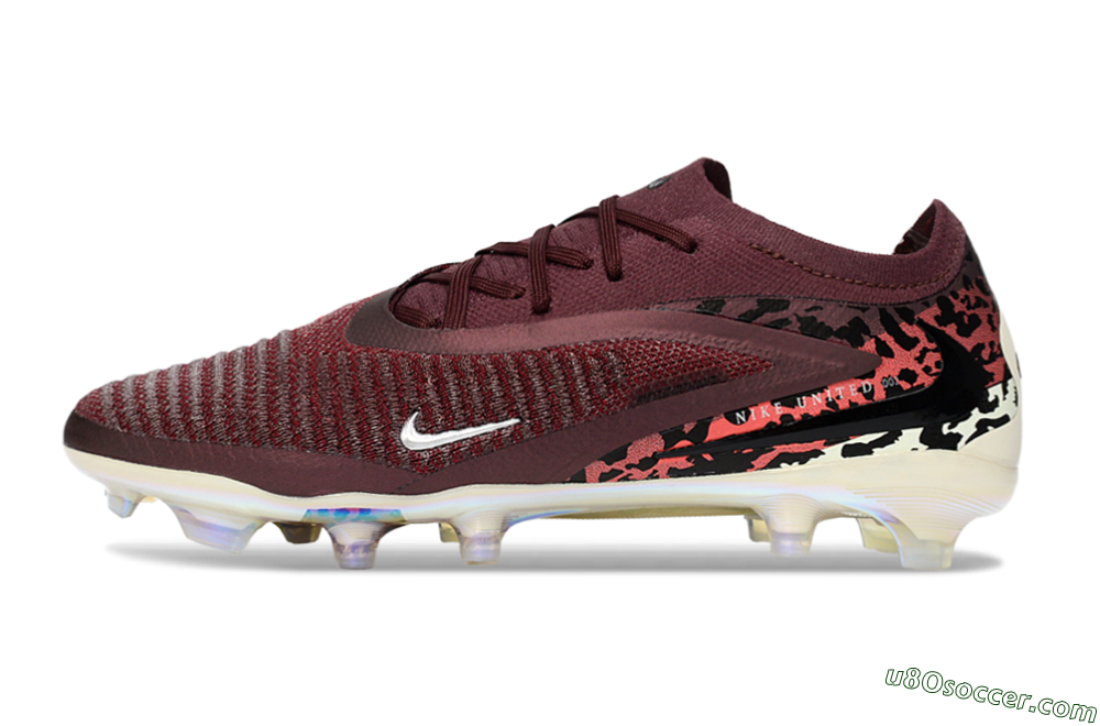 Nike Phantom 6 Elite Low FG Firm Ground Soccer Cleats - Burgundy/Crimson Red/Black 2