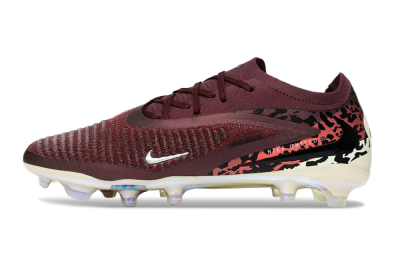 Nike Phantom 6 Elite Low FG Firm Ground Soccer Cleats - Burgundy/Crimson Red/Black