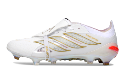 Adidas Predator 26 Elite Fold-Over Tongue FG Firm Ground Soccer Cleats - White/Gold/Iridescent