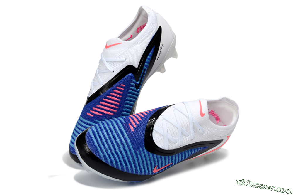 Nike Phantom 6 Elite Low FG Firm Ground Soccer Cleats - Blue/Electric Blue/Neon Pink 3
