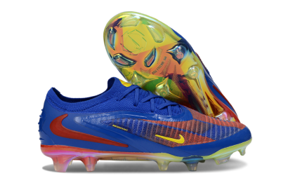 Nike Phantom 6 Elite Low FG Firm Ground Soccer Cleats - Blue/Vibrant Orange/Electric Yellow