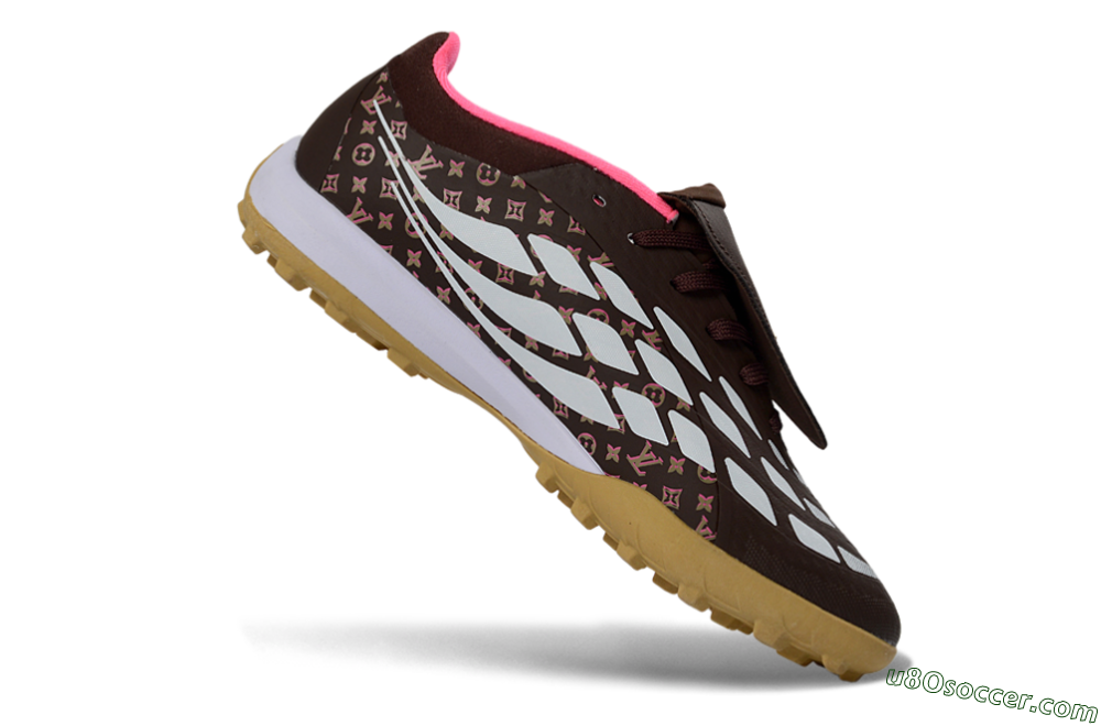 Adidas Predator 26 Elite Fold-Over Tongue TF Artificial Turf Soccer Shoes - Brown/Soft Pink/Golden Beige 4