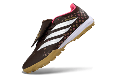 Adidas Predator 26 Elite Fold-Over Tongue TF Artificial Turf Soccer Shoes - Brown/Soft Pink/Golden Beige